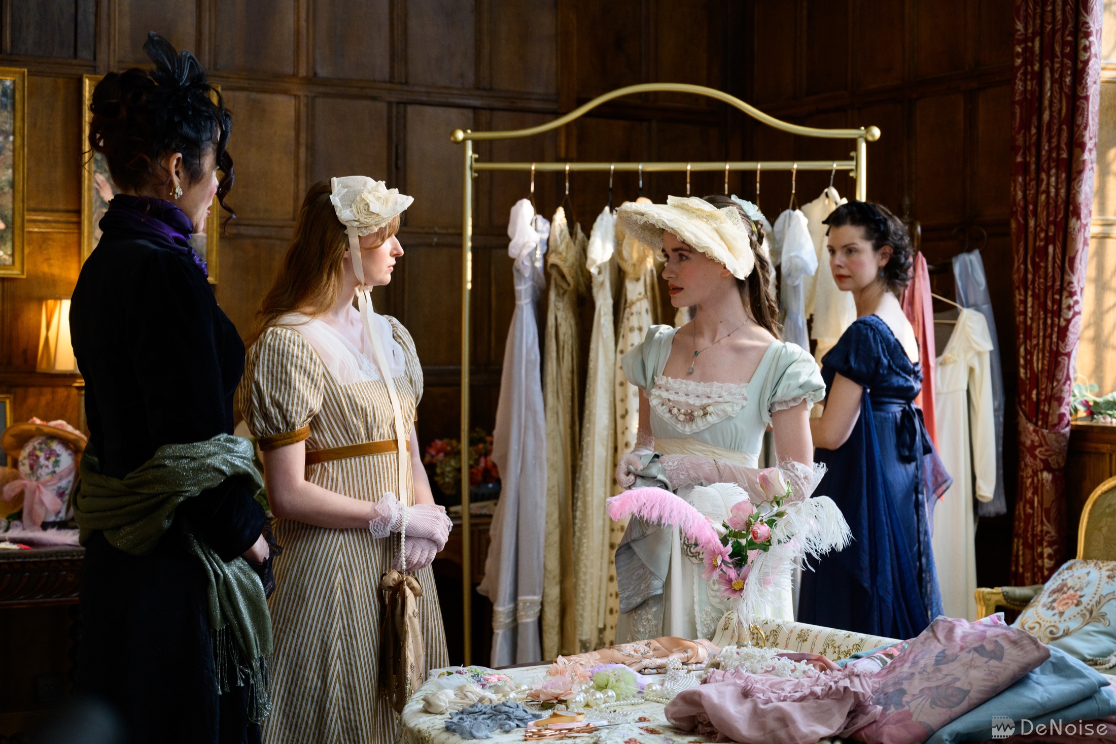 Cast of The Duke’s Wayward Wallflower in a period dressing room